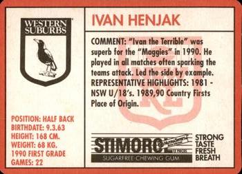 1991 Stimorol NRL #125 Ivan Henjak Back